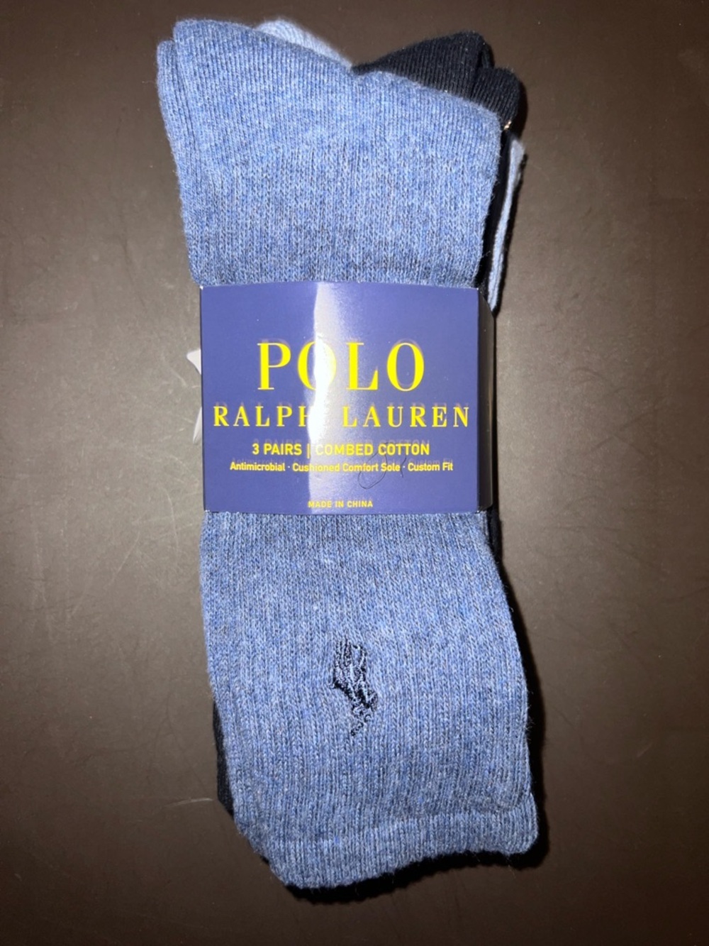 Polo Ralph Lauren Men's Ribbed Cushion Foot Crew Socks, 3-Pack, Sock size 10-13